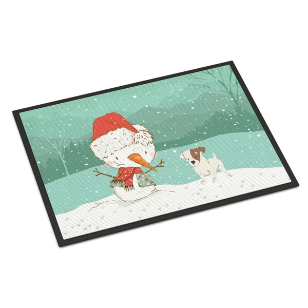 Carolines Treasures 24 x 36 in. Jack Russell Terrier Snowman Christmas Indoor or Outdoor Mat CK2090JMAT - main